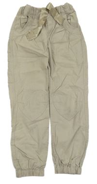 Béžové plátěné cuff kalhoty H&M