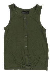 Khaki žebrovaný top s knoflíky C&A
