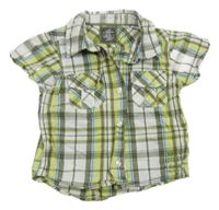 Bílo-citronovo-khaki-azurová kostkovaná košile H&M