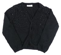 Černý propínací crop svetr s kamínky Matalan