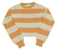 Meruňkovo-smetanový pruhovaný crop svetr H&M