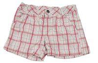 Bílo-růžové kostkované plátěné chino kraťasy TCM