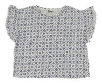 Bílo-modré vzorované crop tričko Pep&Co