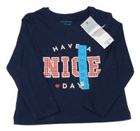 Nové - Tmavomodré triko s nápisy Primark