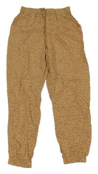 Béžové leopardí volné kalhoty H&M