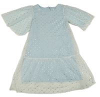 Bílo-světlemodré síťované šaty s puntíky H&M
