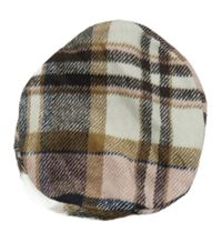 Hnědo-bílo-růžový kostkovaný baret