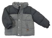 Šedo-tmavošedá prošívaná zimní bunda H&M