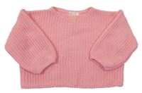 Světlerůžový žinylkový crop oversize svetr H&M