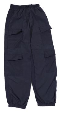 Antracitové šusťákové cargo cuff kalhoty Zara