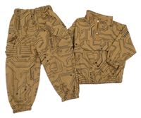 2 Set - Hnědo-černé vzorované cargo kalhoty + mikina 