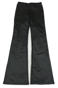 Černé koženkové flare kalhoty H&M