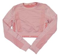 Světlerůžové thermo crop triko s logy PUMA