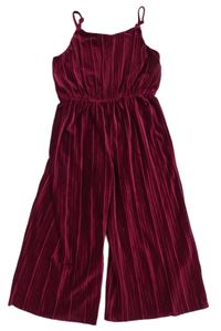 Vínový plisovaný sametový culottes overal M&S