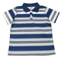 Tmavomodro-béžové pruhované polo tričko