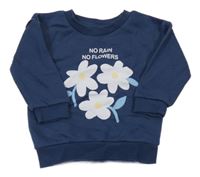 Tmavomodrá mikina s květy Primark