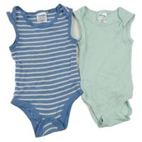 2 x body - modro-bílé pruhované žebrované + mintové žebrované Lilly&Dan 