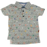 Šedé melírované polo tričko s příšerkami Primark