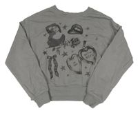 Šedá oversize crop mikina s obrázky H&M