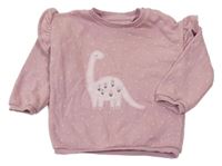 Světlerůžová oversize mikina s dinosaurem a volánky F&F
