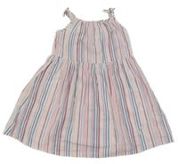 Bílo-modro-růžové pruhované krepové šaty Primark