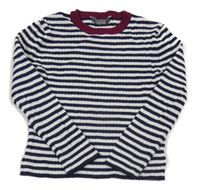 Tmavomodro-bílý pruhovaný žebrovaný svetr Primark 