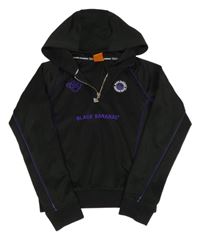 Černá sportovní mikina s logem a nášivkou a kapucí BLACK BANANAS