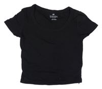 Černé žebrované crop tričko H&M