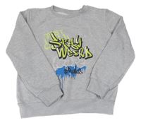 Šedá melírovaná mikina s graffiti nápisem Y.F.K.
