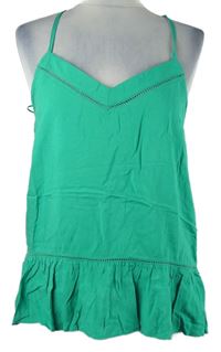 Dámský zelený peplum top s perforovanými pruhy Only 