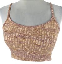 Nové - Dámský vínovo-růžový vzorovaný crop top Pull&Bear 