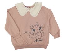 Růžovo-béžová mikina s Angel a límečkem Primark