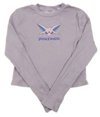 Lila žebrované crop triko s pokémonem H&M
