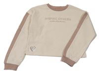 Smetanovo-starorůžová crop mikina s nápisem Primark