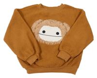 Rezavá huňatá mikina s opící H&M