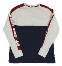Bílo-vínovo-tmavomodré triko H&M
