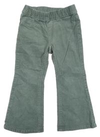 Zelenošedé manšestrové flare kalhoty H&M