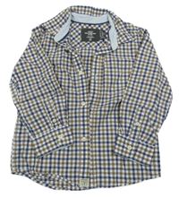 Tmavomodro-béžovo-bílá kostkovaná košile H&M