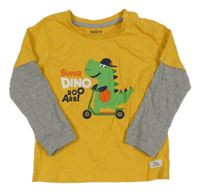 Žluto-šedé triko s dinosasurem 