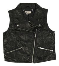 Černá koženková crop vesta - křivák H&M