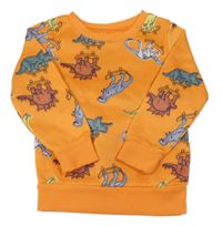 Oranžová mikina s dinosaury