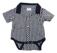 Tmavomodro-bílé kostkované košilové body Shein