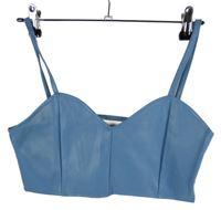 Dámský světlemodrý koženkový crop top 