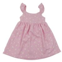 Růžovo-bílé kostkované šaty s květinami Primark