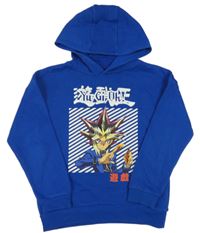 Modrá mikina s potiskem Yu Gi oh s kapucí 