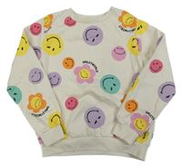 Smetanová mikina se smajlíky a květinami H&M