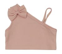 Světlerůžový asymetrický crop top s mašlí SHEIN