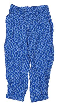 Cobaltově modro-bílé vzorované lehké kalhoty H&M