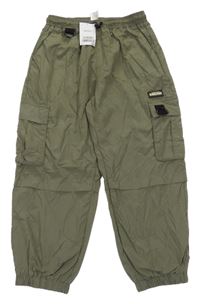 Nové - khaki cargo cuff šusťákové kalhoty Next