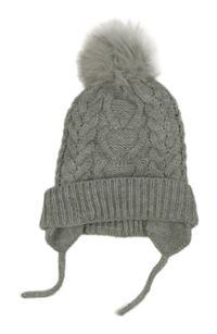 Šedá vzorovaná čepice s bambulí PRIMARK